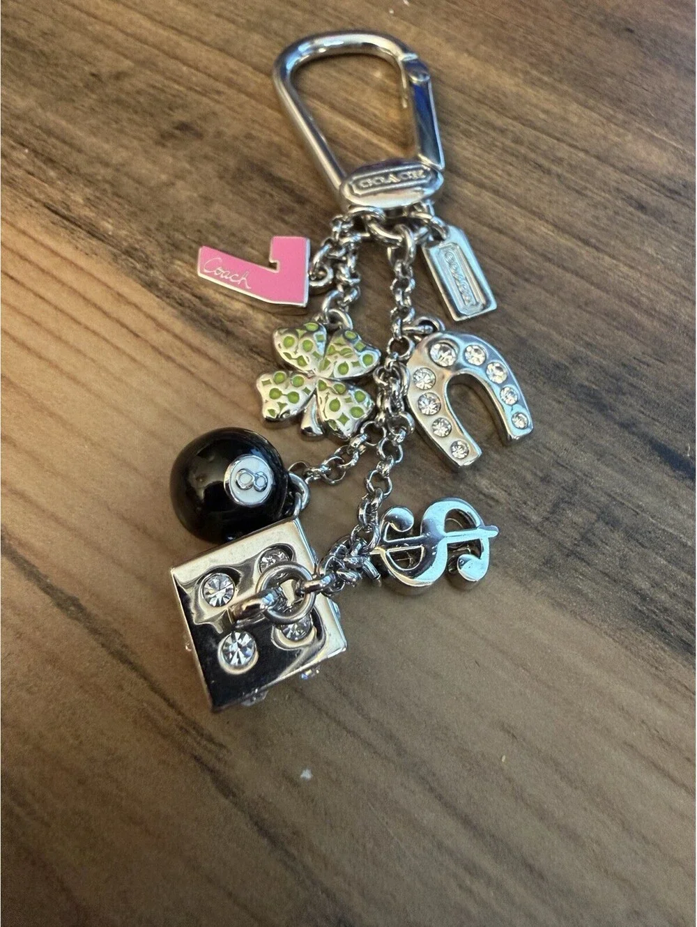 Coach Lucky Charm Mix Key Fob Keychain Bag Dice Horseshoe Clover 8 Ball $ #7